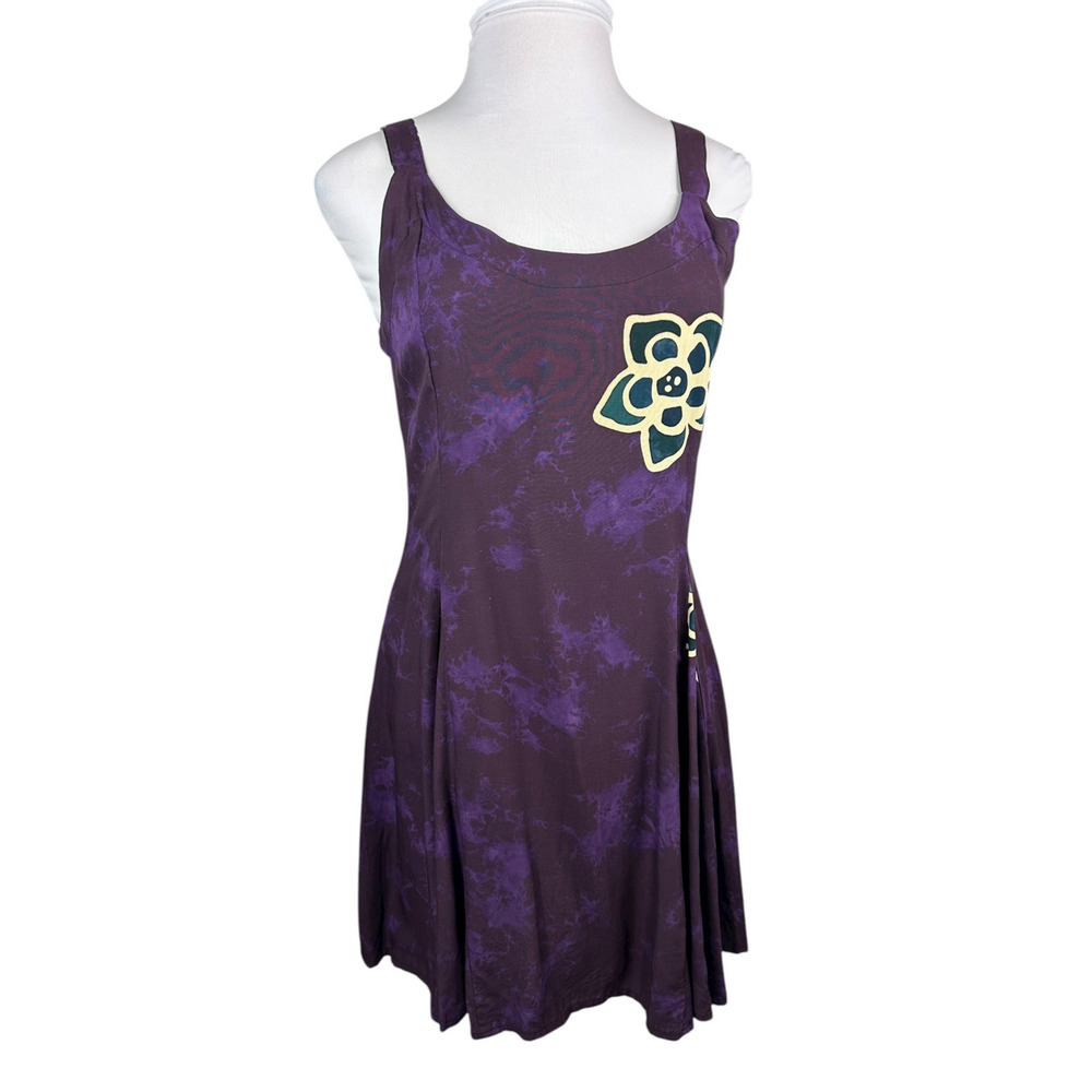 NWT Hary Dary Purple Rayon Sleeveless Dress Large Floral Flowy Beach Vacation - Picture 11 of 12